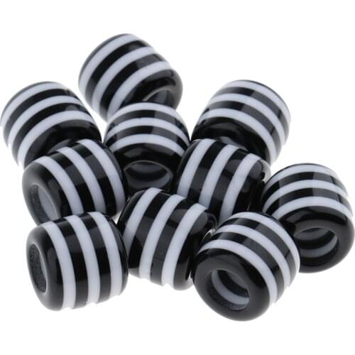 10 Pcs Resin Striped Hair Braid Beads Dreadlock Bead Cuff Clip Hair Braiding Rings
