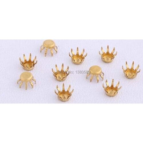 100 pcs gold color 4mm Round Studs Rivet 8 Claws Spike Punk Bag Belt Bracelets Clothes Apparel Sewing Garment Rivets
