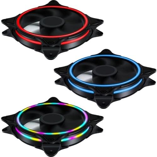 120mm 12V DC PC Case Fan Halo Triple Ring Silent Quiet Chassis Cooling Fan for Desktop Computer Accessories Hydraulic Bearing