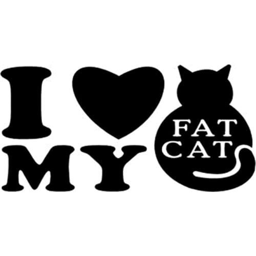 13.9cm*6.9cm I Love My Fat Cat Heaty Car Styling Stickers Decals Vinyl Decor S4-0270
