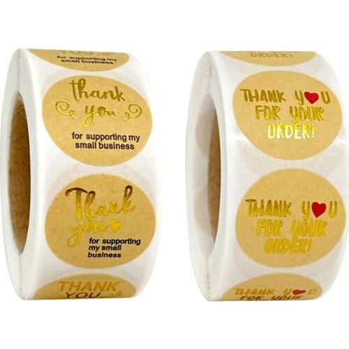 500pcs 1 inch 25mm Seal Labels Gold Foil Silver Foil Thank You Stickers Wedding Pretty Gift Cards Envelope Sealing Label Sticker