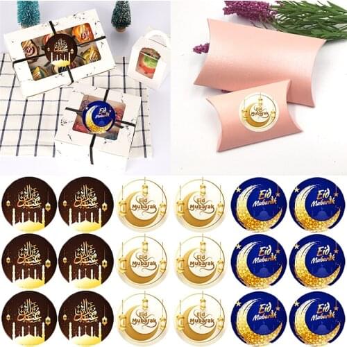 60pcs Eid Mubarak Decoration Paper Sticker Lable Seal Gift Sticker Islamic Muslim Ramadan Decoration Eid Al Adha Supplies