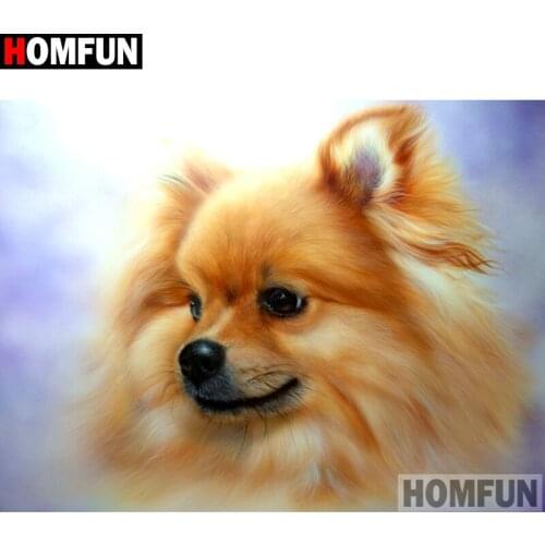 HOMFUN Diamond Painting Cross Stitch Pattern 5D Diamond Embroidery "Animal dog" Home Decor DIY diamond Art A14524
