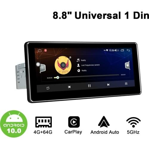 Android 10.0 car radio 1din 8.8"IPS Octa C ore1280*480 RDS FM support Carplay&Android auto&4G universal multimedia video player