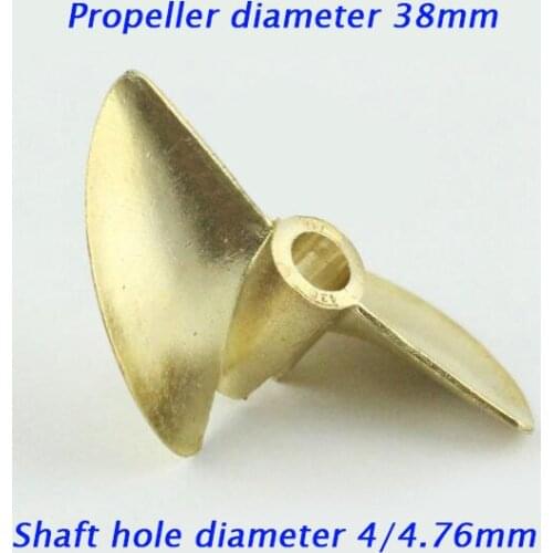 Free Shipping 2-Blades 438 Copper Propeller 38*4/4.76mm Surface Propeller 4/16 Inch Spare Parts For RC Racing O Boat