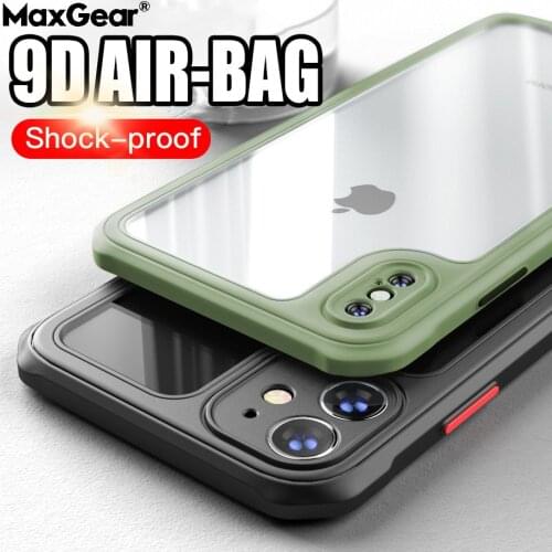 Armor Bumper Phone Case For iPhone 12 11 Pro Xs MAX XR X 7 8 Plus SE 2 Shockproof Transparent Silicone Airbag Back Cover Fundas