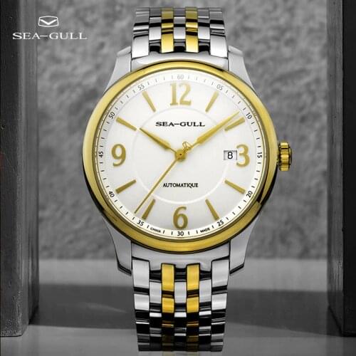 Seagull Watch Mens Business Watch Automatic Mechanical Watch Simple Calendar Watch 40mm Large Dial Waterproof Watch 816.420