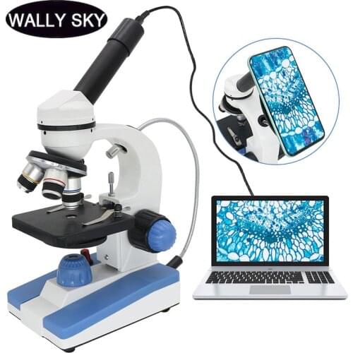 Digital Microscope 2000X LED Monocular Microscope Student Lab Biological Microscope 2.0MP Digital Camera Eyepiece 100 Pcs Slides
