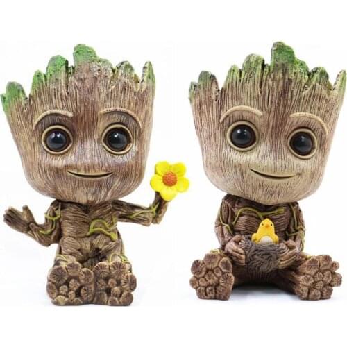 Disney Animation Galaxy Guard Flower Pot Tree Man Grute Doll Hand Potted Office Decoration Birthday Gift Baby Groot Hero Model