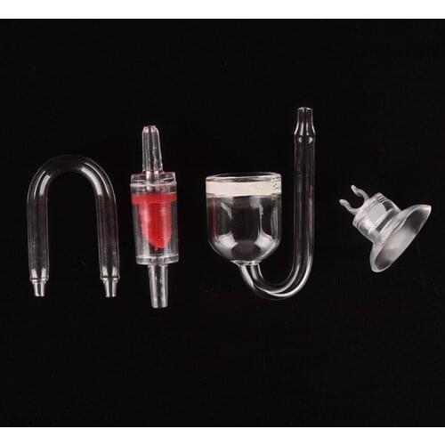 Functional Aquarium Co2 Diffuser Kit Check Valve U Shape Glass Tube Suction Cup For Carbon Dioxide Generator 4mm Inside Dia Tube
