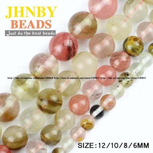 JHNBY Watermelon peel red Natural Stone beads crystal 6/8/10/12MM Round Loose beads for Jewelry bracelet Necklace making DIY