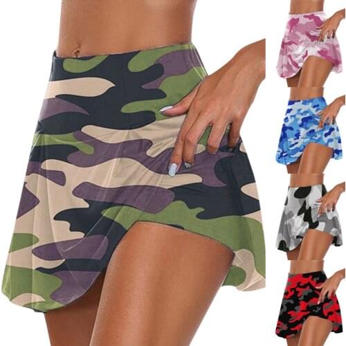 Camouflage Skirt Shorts Women Hot Women 2021 Summer Short Pants Double-layer Elastic Waist Patchwork Casual Beach Soccer Shorts