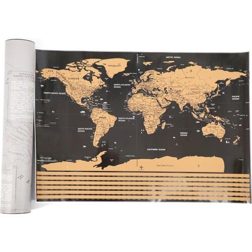 Golden Flag World Map Luxurious Map Foil Personalized Travel Poster Wall Art Room Home Decoration Wall Stickers Wallpaper