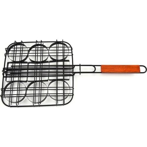 Hamburger Non-Stick Grill Basket Tool Single Patty Press Mini Burger Press Set Meatball Burger Basket Set