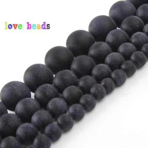 4/6/8/10/12mm Matte Blue Sandstone Round Beads Natural Stone Beads for Jewelry Making DIY Bracelet 15" Perles Minerals Beads