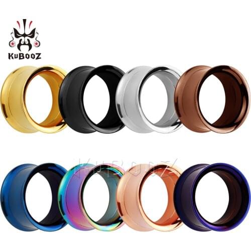 KUBOOZ Fashion Ear Piercing Ring Body Jewelry Stretchers Stainless Steel Tunnels Plugs Expanders Gauges For Women Men 6-25mm