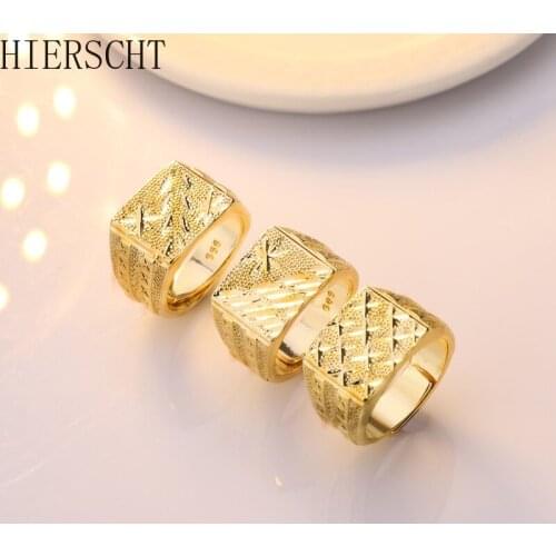 Laos Gold Gold Imitation Gold Mens Frosted Car Flower Ring Copper Gold-plated Male Open Ring Wedding Jewelry African Jewelry