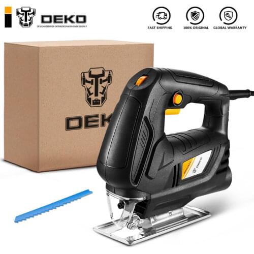 DEKO DKJS55Z4 Jig Saw Variable Speed Electric Saw with 1 Blade/1 Metal Ruler/2 Carbon Brushes, Allen Wrench Jigsaw Power Tools
