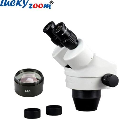 Luckyzoom Brand 3.5X-45X Binocular Stereo Zoom Microscope Head WF10X/20 Eyepieces SZM0.5X WD165MM Auxiliary Objective Lens SZM45