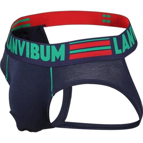 2019 LANVIBUM brand jockstrap sexy men underwear men underpants g-strings breathable cotton briefs male gay underwear
