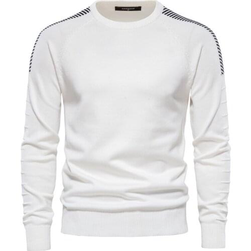 Mens Slim-fit Sweater Spliced Drop Sleeve O-neck Pullovers Knitted Top Man Autumn and Winter Streetwear Male Clothes