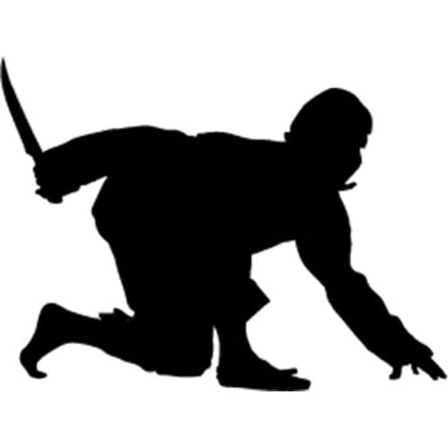 16.5cm*12.3cm Funny Ninja Crouched Vinyl Decal Motorcycle Car-styling Car Sticker Black/Silver S6-4021