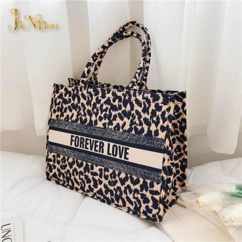 2021 New Vintage Large Capacity Women Leopard Tote Bags Lady Shoulder Bags Design Portable HandBag Female Messenger Bags Casual