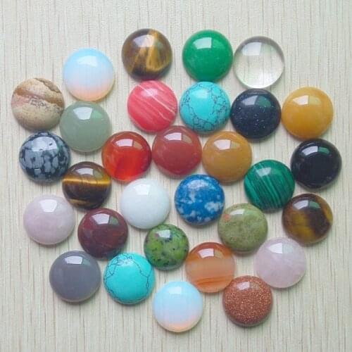 Wholesale 30pcs/lot fashion good quality natural stone mixed round cabochon 18mm beads for Jewelry making free shipping