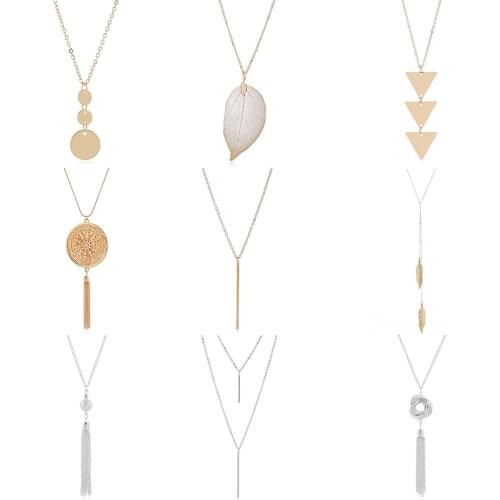 New Tassels Necklace Fashion Jewelry Simple Special Leaves Leaf Sweater Personality Wild Temperament Long Chain Female Jewelry