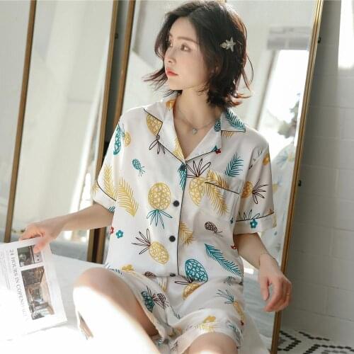 Korean Version Casual Pyjama Suit Short Sleeved Shorts Silk Homewear Sweet Print Strawberry Pyjama Students Versatile Пижам