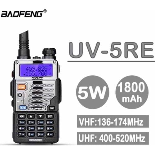 2021 Baofeng UV-5RE Walkie-Talkie 5W Handheld portable Scanner Screen display Radio Dual Band Cb Ham Radio Transceiver