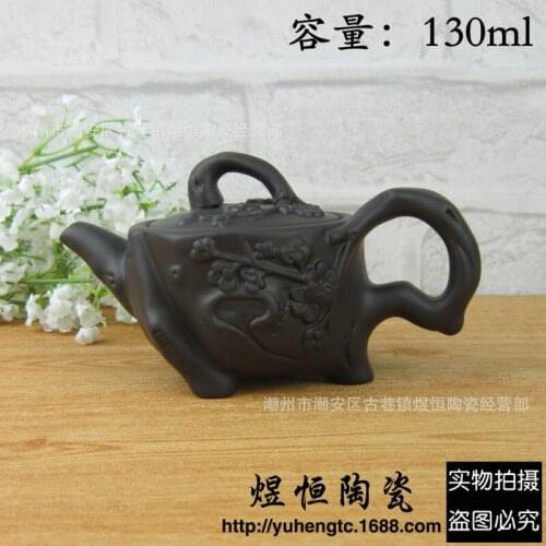 Of direct selling wholesale recommended archaize tree three feet wooden head pot teapot black mud red clay pot on sale