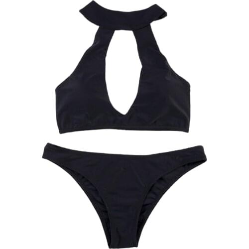 Girls' Plus Size Bikini Beach Sport 2-Piece Swimsuits Push Up Halter Swimsuit Pure Color