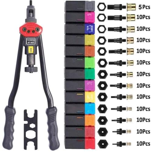 With Nut Fixing System Complete 13 Mandrel M3 M4 M5, M6, M8, M10 M12, 8-32, 10-24, 1/4-20, 1/2-13 +125PCS Rivet Nut