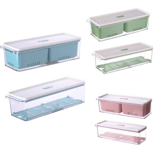 Stackable Produce Saver, Organizer Bins with Removable Drain Tray for Refrigerators, Cabinets and Pantry