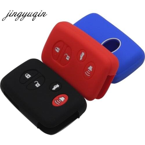 Jingyuqin Skin Silicone Key Cover for Toyota Camry Highlander Prado Crown Land Cruiser Prius Aqua Hilux Rav4 4 Button Key Case