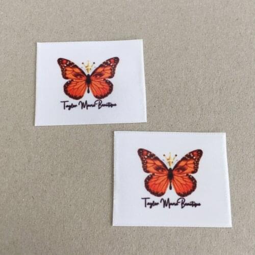 High Quality Custom Sublimation Printed Polyester Fabric Satin Care Label Tags for Kids Clothes