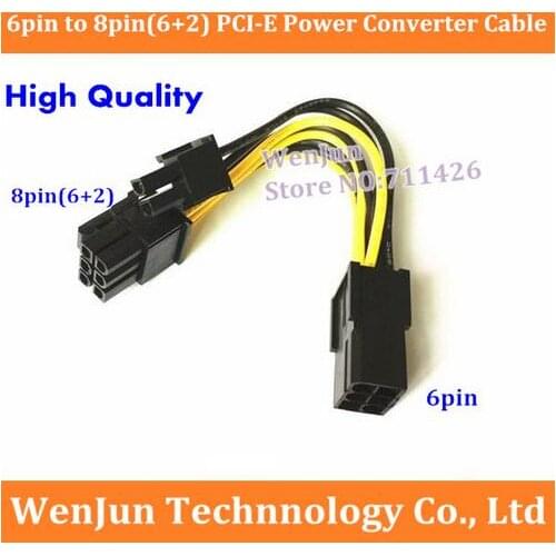 High Quality 6pin to 8pin(6+2) PCI Express GPU Video Card Power Cable 13cm 6pin to 8pin 6+2pin Adapter Cable 18AWG wire