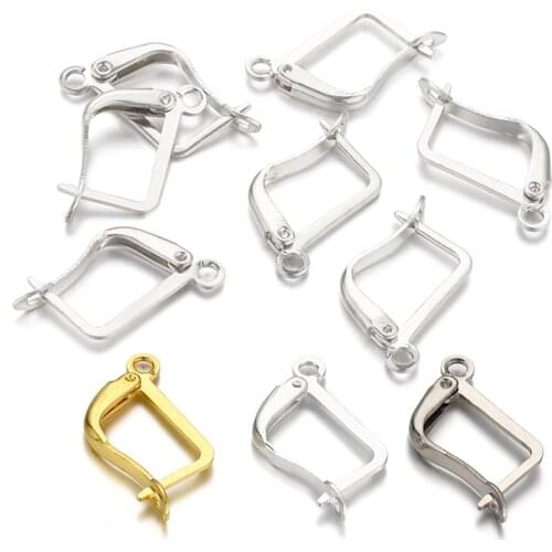 10-50pcs/lot Gold France Lever Earring Hooks Wire Settings Base Earrings Hoops For Jewelry Making Finding Components Supplies