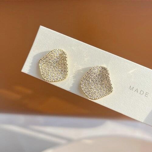 Trendy Fashion High Quality Micro Inlaid Zircon Geometric Earring for Women AAA Bling Zirconia CZ Stud Earring Charm Pendant