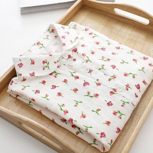 Floral Chiffon Women Shirts Summer New 2021 Turn-Down Collar Printed Casual All Match Female Outwear Tops