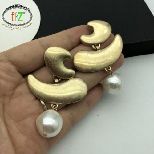F.J4Z Hot ZA Earrings Vintage Fashion Statement Earrings Women Simulated Pearl Earrings Jewelry Accessories