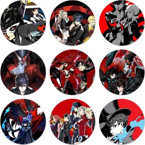 58mm p5 P Persona 5 Icons Pins Badge Decoration Brooches Metal Badges For Clothes Backpack Decoration