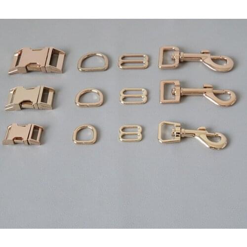 10Sets/Pack Metal Straps Slider D Ring Release Belt Buckle Snap Hook Clasp For Dog Collar Pacacord Leash Sewing DIY Accessories