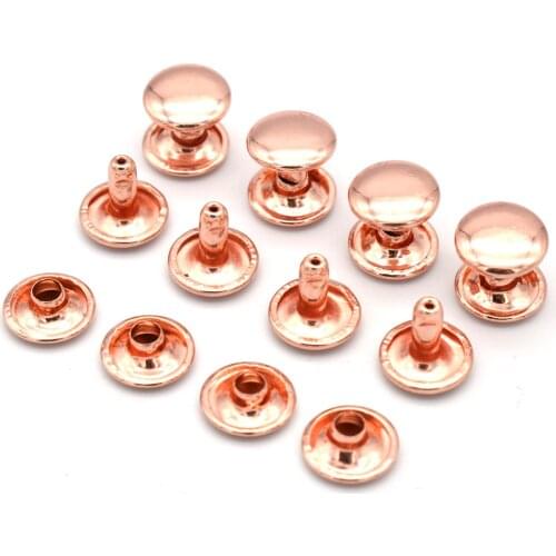 10mm Rose Gold Double Round Cap Metal Button Rapid Antique Rivet Studs For Purse Bags Handbags Shoes Belts Leather