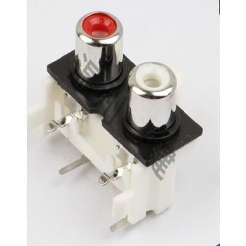 10pcs AV core socket 4 feet RCA seat two holes PCB welding audio video socket lotus seat AV2-8.4-10