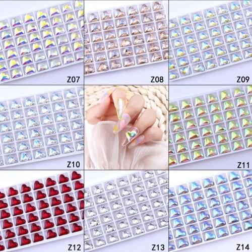 20Pcs K9 Crystal Glass Heart Shaped Pointback Glue On Rhinestones Multi-Faceted Rhinestones Diy Clothing/Nail Accessories