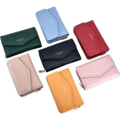 2021 New High Quality Women Short Wallets PU Leather Short Purse Multifunctional Female Ladies Coin Wallet Credit Card Holder