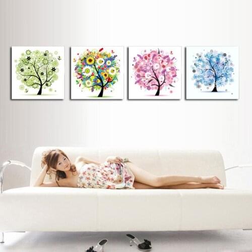 3 Panel Canvas Painting modern home decorative Tree Painting on canvas 3 Panel Wall art With Framed Art F-214