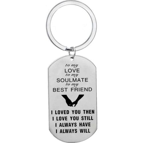 36PC To My Love Soulmate Best Friend Dog Tag Pendant Keychain Stainless Steel Charm Keyring Hand In Hand Lovers Gifts Key Chain